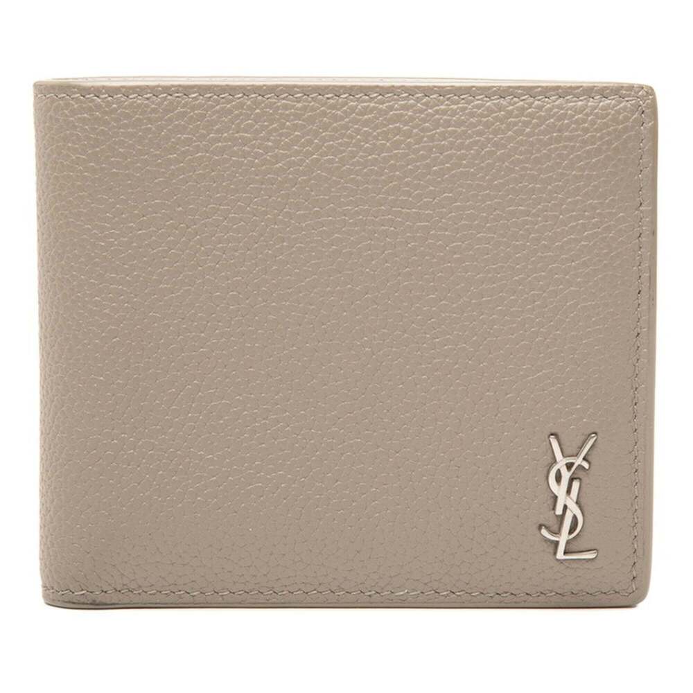 Saint Laurent Tiny Cassandra YSL Logo Bi-fold Wallet 610193 Beige Leather Wom... - Picture 1 of 7